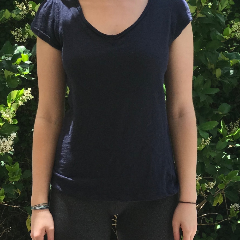 INC Navy Blue Basic Tee Scoop/V Neck